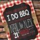 Any Color BURLAP Red Gingham Country Graduation I Do BBQ Barbecue Chalkboard Surprise Birthday Baby Bridal Shower Rehearsal Invitation