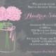 Bridal Shower Invitation,Peonies Mason Jar, Gray, Blue, Pink, Coral, Vintage Mason Jar Invitation,Mason Jar, Peonies, Wedding - Item 1175