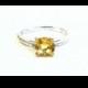 Brazilian Citrine Platinum Vermeil Ring, Size 8, 925 sterling, silver beading, Anniversary ring, november stone, budget engagement