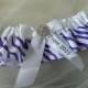 2015 Prom And Bridal Garter, Purple  And white Prom Garter, Custom Color Prom Garter, Wedding Garter