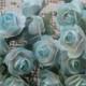 24 Petite Handmade Paper Millinery Roses In Sweet Blue Mix