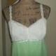 Vintage Lime Green and White Lace Long Negligee 1960's