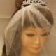 Wedding--Crystal-tiara -Bridal-Blusher-Birdcage-Veil   Boho-birdcage veil,ivory blusher veil,wedding veil w tiara