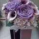 Bridal bouquet in shades of plum designed with real touch Picasso calla lilies