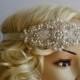 Pearl Rhinestone flapper Gatsby Headband, Wedding bridal Headband,Crystal Headband  Headpiece, Halo Bridal Headpiece, 1920s Flapper headband