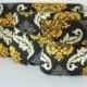 Set of 3 - Wedding Clutch/ Bridesmaid Gift Damask in yellow and gray