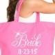 Flirty Bride Tote: Personalized Very Pink Bride Tote, Custom Bride Bag, Wedding Date Tote, Caryall