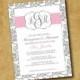 Printable Monogram & Mimosas Invitations - Custom Monogram Invitation - Bridal Shower, Bridal Brunch, Wedding Shower, ANY EVENT