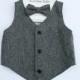 Boy's Grey Tweed Vest, Ring Bearer Attire, Boys Vest,Toddler Boys Vest, Baby Boy Vest, Boys Gray Tweed Vest, Page Boy