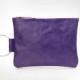 Purple leather purse - Clutch bag - Purple wedding - Metal ring in Nickel color