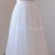 Romantic Ivory A-line sheer beach lace tulle wedding dress with built in bra