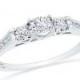 Three Stone Engagement Rings, 1/5 Diamond CT. T.W. Fashioned in White Gold or Sterling Silver