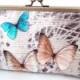 Butterflies clutch bag, silk purse, wedding accessory, bridal bag, bridesmaid gift, gift box, woodland wedding
