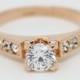 ON SALE! 18ct Rose gold Solitaire, simulated diamond Ring - engagement ring