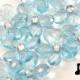 Crystal Flowers - Blue - 9 pcs Large - Rhinestone - wedding party favor, quineranera, sweet 16, gift wrapping