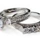 cz ring, cz wedding ring, cz engagement ring, wedding ring set, ring set, vintage style, art deco, bridal set, size 5 6 7 8 9 10 - MC10191T