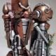 Steampunk Wedding Cake Topper Victorian Wood Robot Bride and Groom