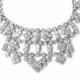 Glamour Vintage Rhinestone Bib Necklace, Faux Diamond Weddings Bridal Jewelry, Queen Sparkle Plenty