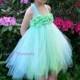 Fairy Garden flower girl dress/ Junior bridesmaids dress/ Flower girl pixie tutu dress/ Mint birthday dress