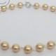 Swarovski Pearl Necklace 12mm Champagne Round Shell Pearl Beads Neck Chain with Hollow Out Alloy Beads