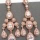 Rose Gold Bridal Earrings, Rose Gold chandelier earrings, Chandelier Wedding earrings, Crystal earrings, Bridal jewelry, Rhinestone earrings