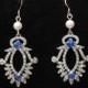 Wedding Blue Earrings, Something Blue Bridal Earrings, Wedding Blue Jewelry, Art Deco Crystal Earrings, Blue Rhinestone Earrings