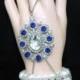 1920s Royal Blue Bracelet, Bridal Something Blue Bracelet, The Great Gatsby Bracelet, Art Deco Crystal Cuff
