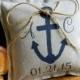 Anchor Ring Bearer Pillow Nautical Beach Navy Canvas Ringbearer Pillow Personalized Ring Bearer Pillow