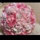 Rhinestone and real touch wedding bouquet in pink, bridal bouquet, rhinestone bouquet