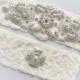 ALANA - Ivory Stretch Lace Garter, Pearl Wedding Garter Set, Rhinestone Crystal Bridal Garters, Keepsake Garter