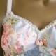 Toile Camisole Blue White Cherubs And Flowers With Pink Roses Bodice Romantic Bridal Lingerie