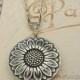 Silver Medium Sunflower Locket Necklace Wedding Bride Bridesmaid Wife Christmas Mother Daughter Sister Friend Birthday Photo Picture- Cami