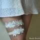 Ivory Lace Wedding Garter,Garter Set,Garter Belt, Bridal Garter,White Flower Lace Garter Set,Wedding Garters,Lace Bridal Garter,Blue Garter