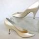 Vintage SATIN Wedding Dress Shoes Cream Wedding Shoes Highheels Prom Shoes Spring Heels Mad Men Hollywood Glam Retro 70's Ladies Size 5.5 M