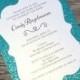 Bridal Shower Invitation - Glitter Bridal Shower Invitations, Engagement Announcement, Wedding Invitations, Aqua, Teal, Die-Cut