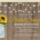 Rustic Sunflower in Jar Shower Invitation - Country Bridal Shower Invitation - Wood Barn & Lights Shower Invite