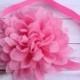 Pink Baby Headband, Pink Flower Girl Headband, Pink Wedding Headband, Pink Flower Headband, Pink Chiffon Flower Headband, Baby Shower Gift