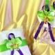 Wedding flower girl basket ring pillow, purple green weddings, spring wedding, orchid ceremony decor