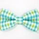 Turquoise Plaid bow tie,Boys bow tie,Toddler bow tie,Baby bow tie,Men bow tie,Wedding bow ties,Groomsmen bow tie, Ring bearer bow tie