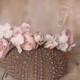 QUICK SHIP: Blush, cream pearls floral headband peony head halo for girls toddlers head fascinator wedding flower girl headband soft pink