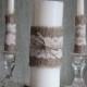 Burlap and Tea Dyed Lace Complete Unity Candle Set
