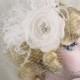 Bridal Hair Flower, Birdcage Veil, 2 Piece, Feather Fascinator, Bridal Veil, Wedding Veil, Blusher Veil, Crystal Dotted Veil, Silk Rose