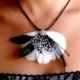 White and Black Statement Bridal Feather Necklace - CHRISTY - Black and White Bib Necklace - Made to Order