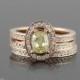 Oval Fancy Yellow Diamond Engagement Ring Set in 14kt Rose Gold with Two Diamond Eternity Wedding Bands - LS2597