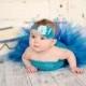Under The Sea Seahorse Headband - Newborn Baby Hairbow - Little Girls Hair Bow - Turquoise and Aqua Blue - Toddler Costume Hair Piece