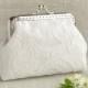 Lace wedding purse, white bridal small clutch with kisslock