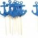 10 Navy Glitter Anchor Cupcake Toppers - Nautical Cupcake Topper, Nautical Bachelorette Party, Nautical Wedding Decor, Anchor Cupcake Topper