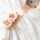 Bridal Flowers Sash Belt - Peach Pink Flowers Wedding Dress Sashes Belts - Rustic Chic Floral Sash