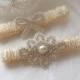 Wedding Garter Set - Ivory with stunning rhinestone appliques