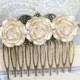 Gold Rose Hair Comb Bridal Hair Accessories Shabby Country Wedding Romantic Floral Modern Chic Antique Gold Winter Wedding Vintage Style